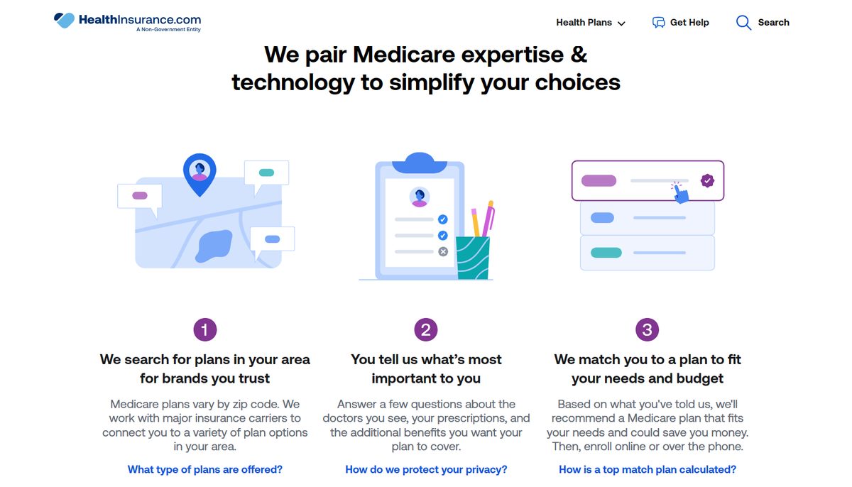 HealthInsurance.com plan comparison tool